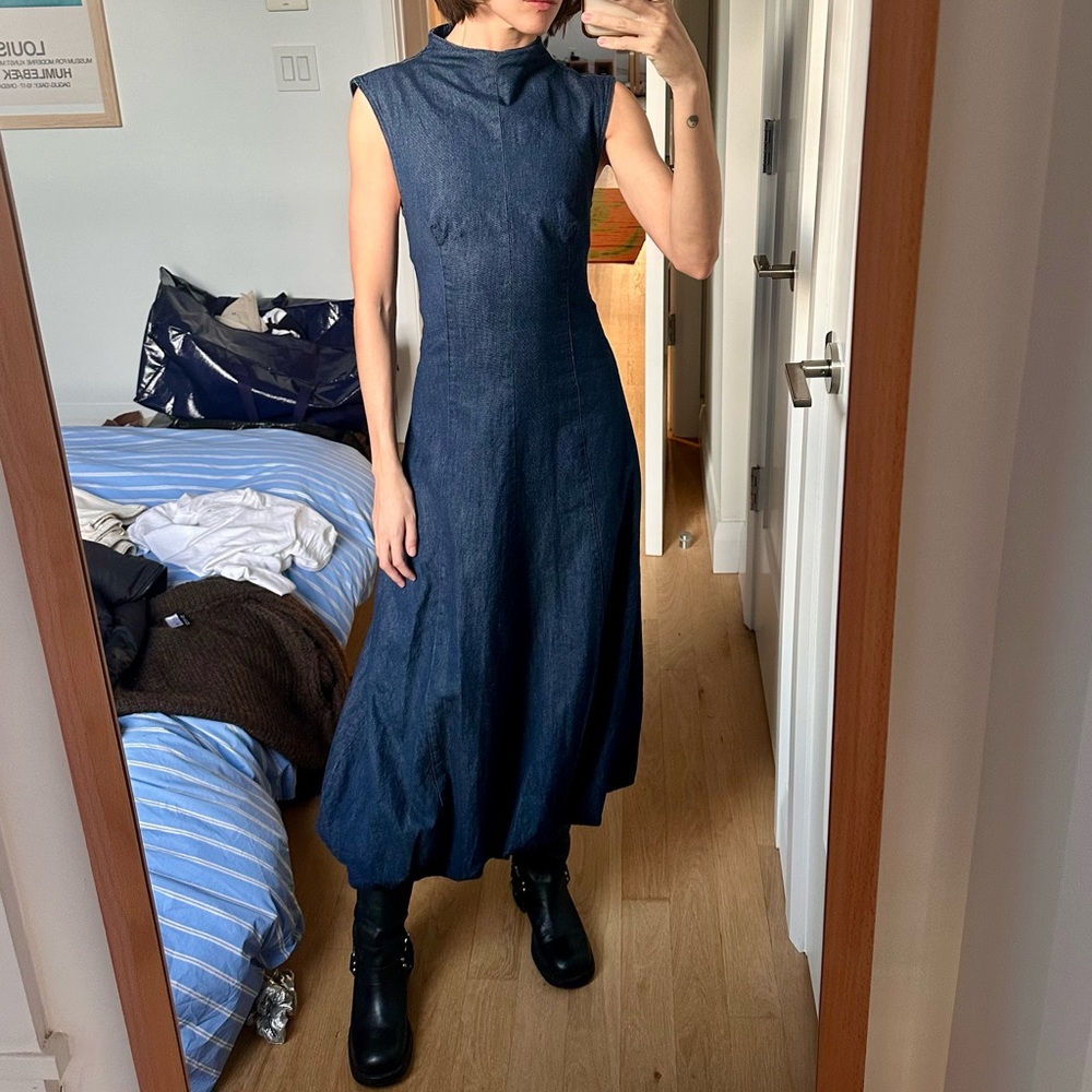 Zara Denim Bubble Hem Dress